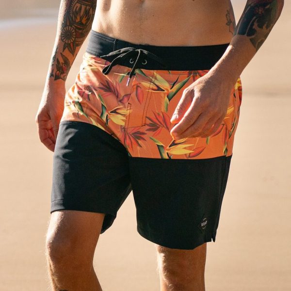Boardshort Black Orange Boardshort Nero Arancione Bird of Paradise