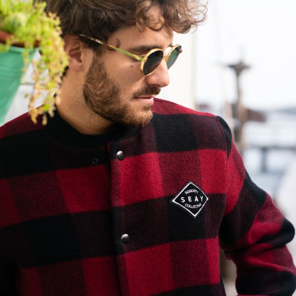 Red & Black Varsity Jacket Giacca Quadri Rosso Nero
