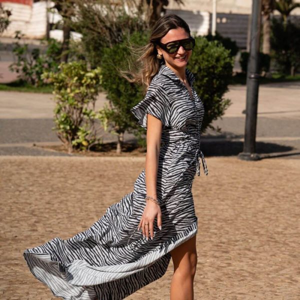 Long Dress Black Abito Lungo Nero Animalier