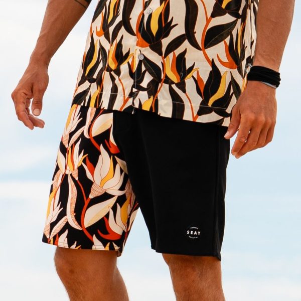 Boardshort Black White Flowers Print Bianco Nero Stampa Floreale