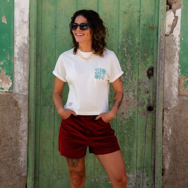 Crop T-Shirt White Bianca Checkered
