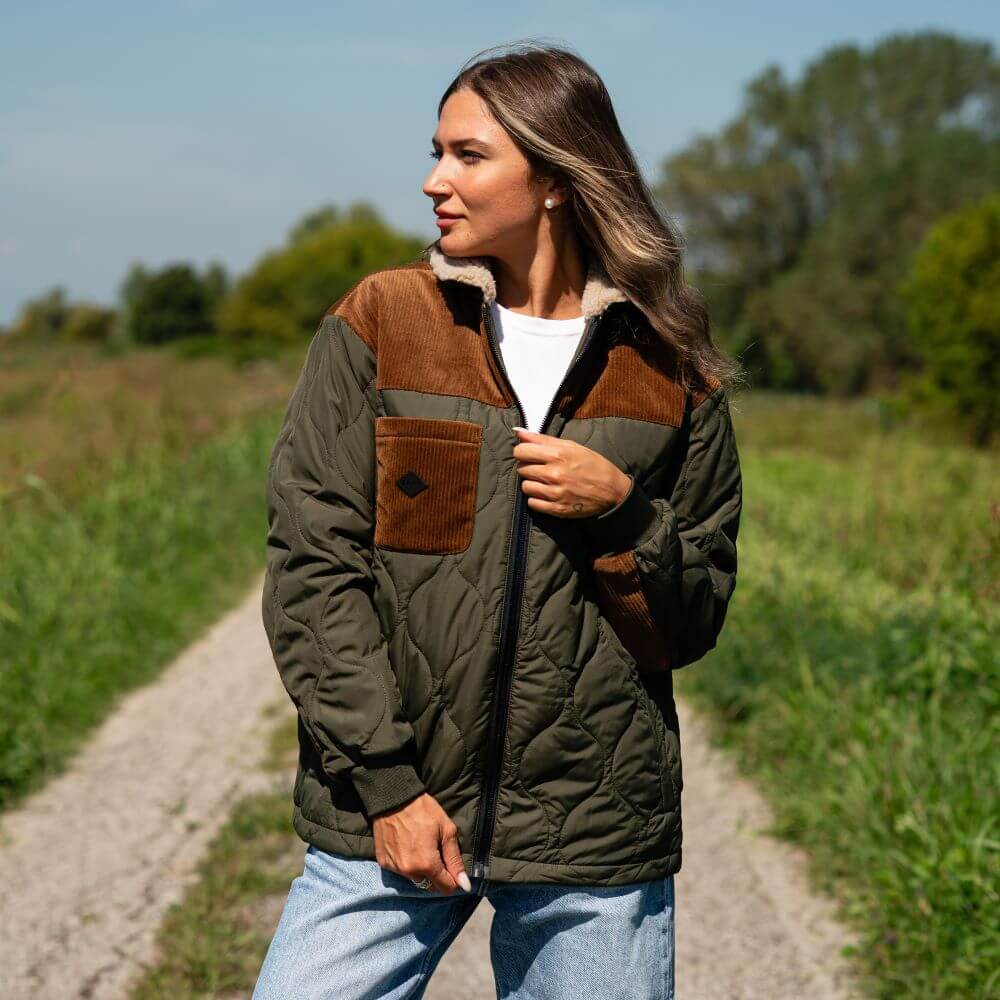 Moss Green Quilted Jacket Giacca Trapuntata Verde Muschio