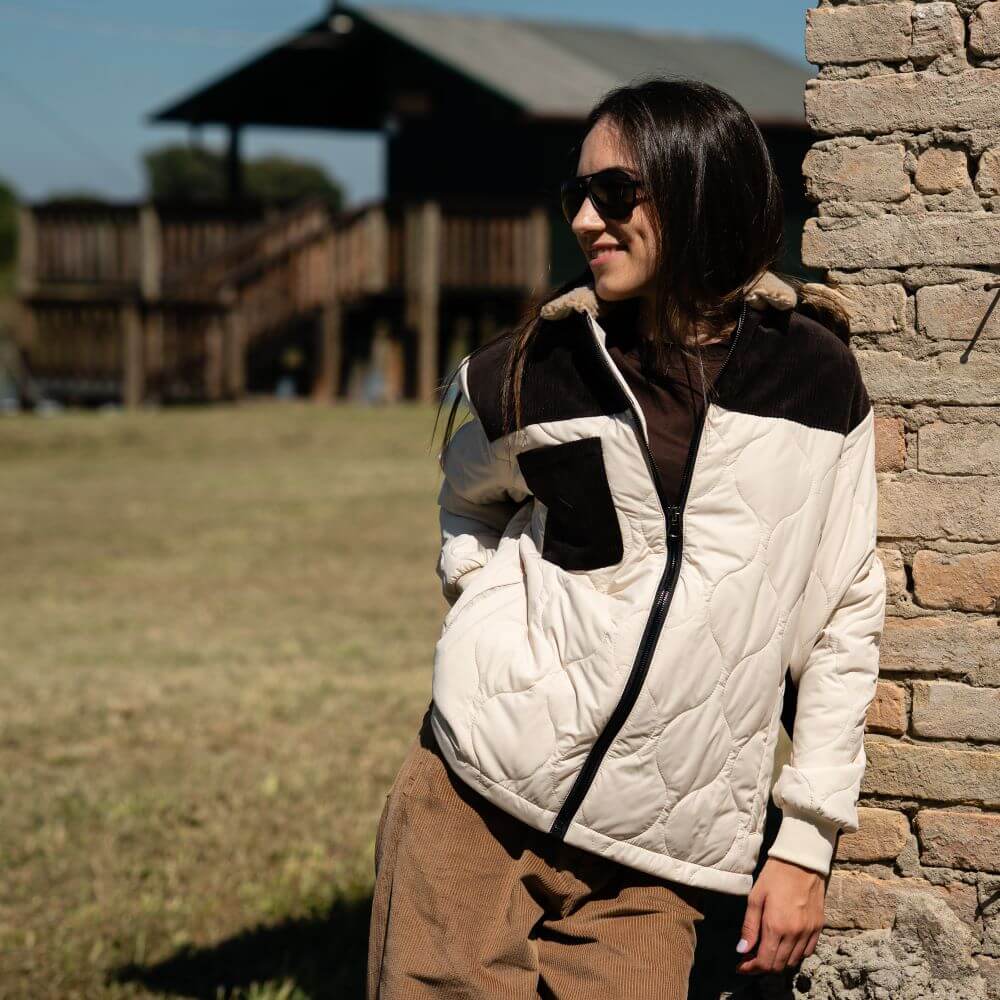 Chalk Natural Quilted Jacket Giacca Trapuntata Bianco Naturale