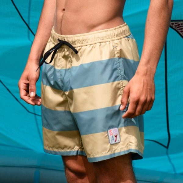 Swim Boxer Medium Khaki Stripes Costume da Bagno Medio Strisce Kaki