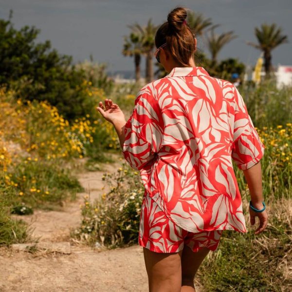 Red Flowers Shirt Short Pants Camicia Pantalone Corto Floreale Rossa