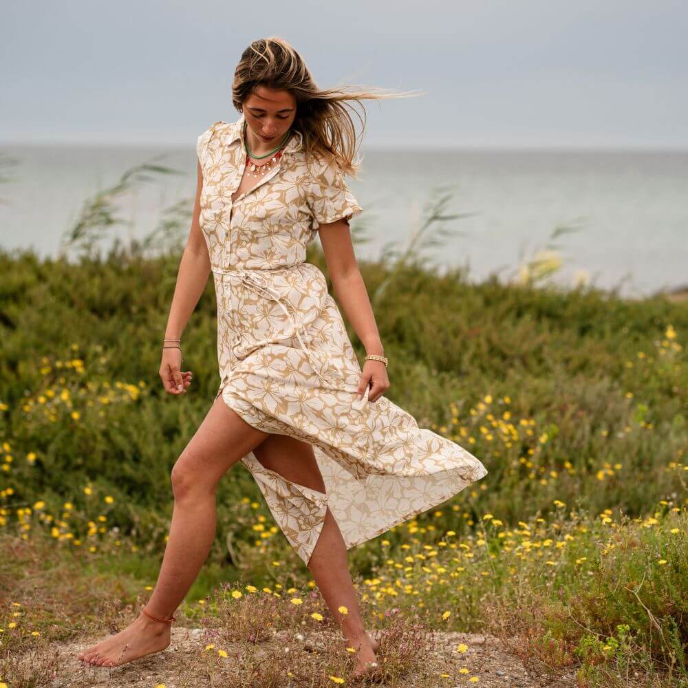 Khaki Animalier Long Dress Abito Lungo Kaki