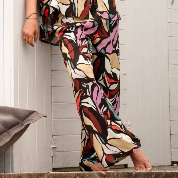 Multicolor Flowers Long Pants Pantalone Lungo Floreale